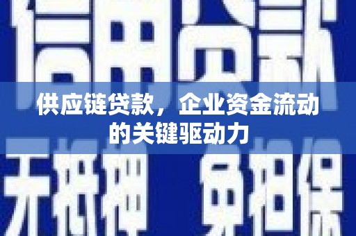 定安供应链贷款，企业资金流动的关键驱动力