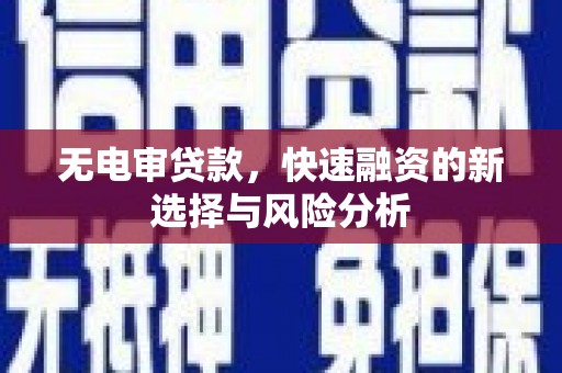 唐县无电审贷款，快速融资的新选择与风险分析